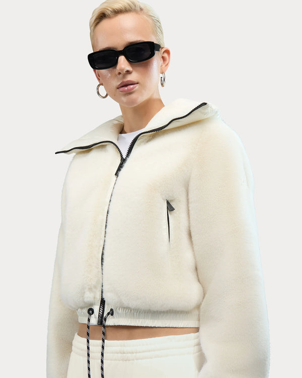 Vanoise Cropped Faux-Fur Puffer Jacket Snow White