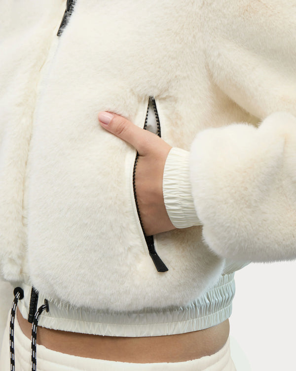 Vanoise Cropped Faux-Fur Puffer Jacket Snow White
