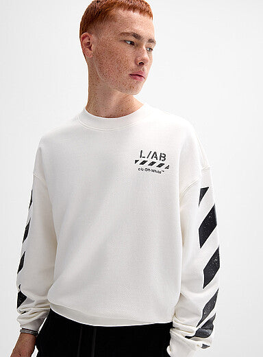 Off White L/AB Diagonal Crew Neck Sweatshirt