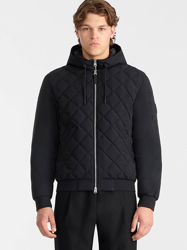 Leroy Quilted Down Bomber Jacket Black