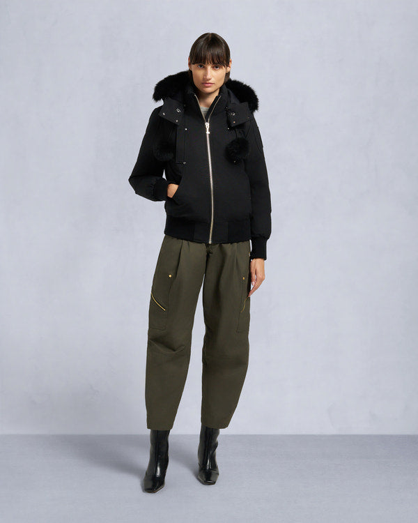 Original Debbie Black Shearling Trim Bomber Jacket