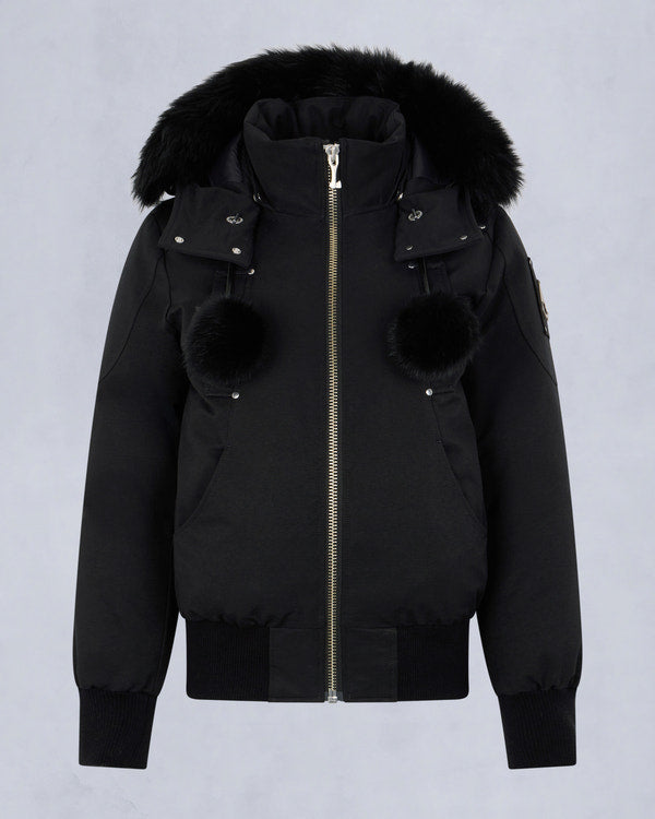 Original Debbie Black Shearling Trim Bomber Jacket