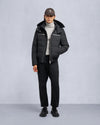 Cloud Shearling Trim Bomber Jacket Black