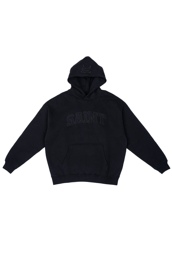 Saint Heavyweight Brushed Black Patch Black Hoodie