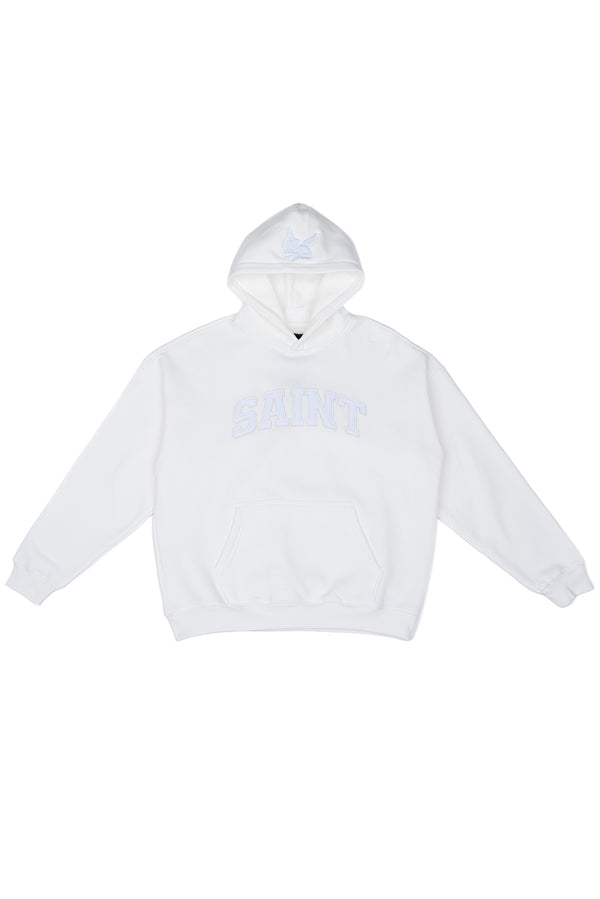 Saint Heavyweight Brushed White Patch White Hoodie