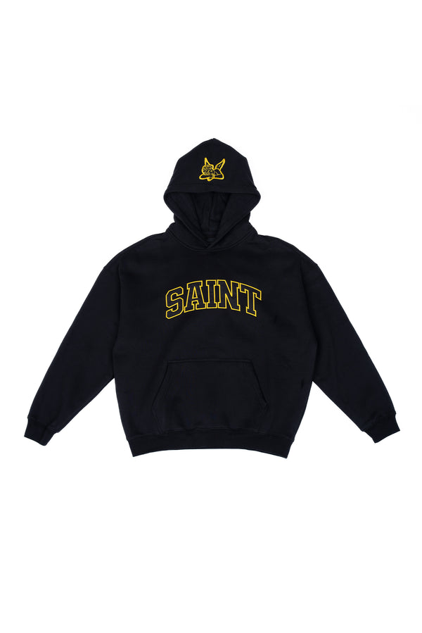 Saint Heavyweight Brushed Yellow Patch Black Hoodie