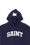 Saint Heavyweight Brushed White Patch Navy Hoodie