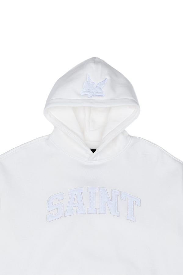 Saint Heavyweight Brushed White Patch White Hoodie