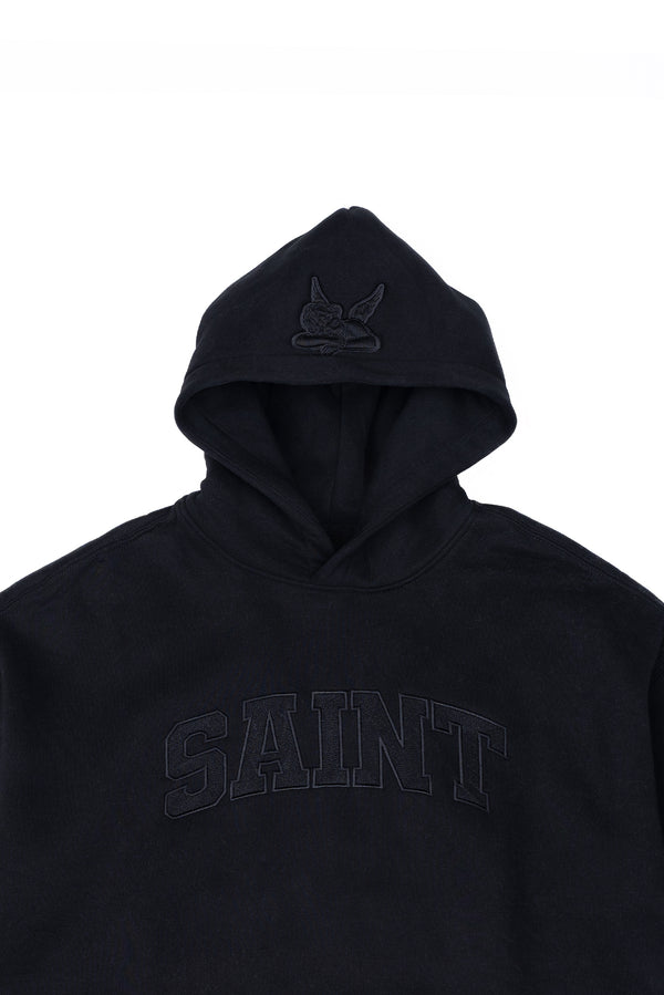 Saint Heavyweight Brushed Black Patch Black Hoodie
