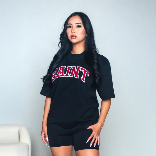 Saint Heavyweight Red Patch Black Tee