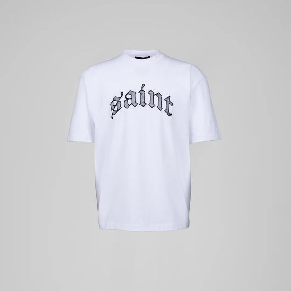 Saint Heavyweight Black Embroidery White Tee